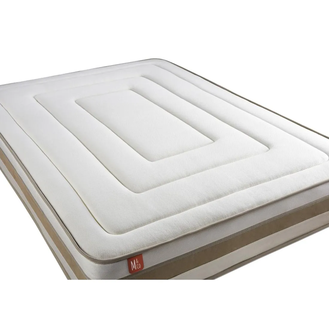 Ensemble LE RAFFINÉ Ressorts ensaches Memoire de forme BioVisco Maxi epaisseur sommier kit Blanc