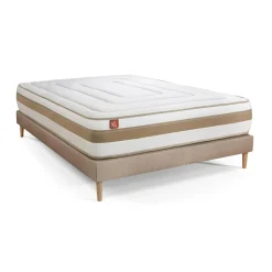 Ensemble LE RAFFINÉ Ressorts ensaches Memoire de forme BioVisco Maxi epaisseur sommier Beige