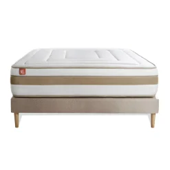 Ensemble LE RAFFINÉ Ressorts ensaches Memoire de forme BioVisco Maxi epaisseur sommier Beige