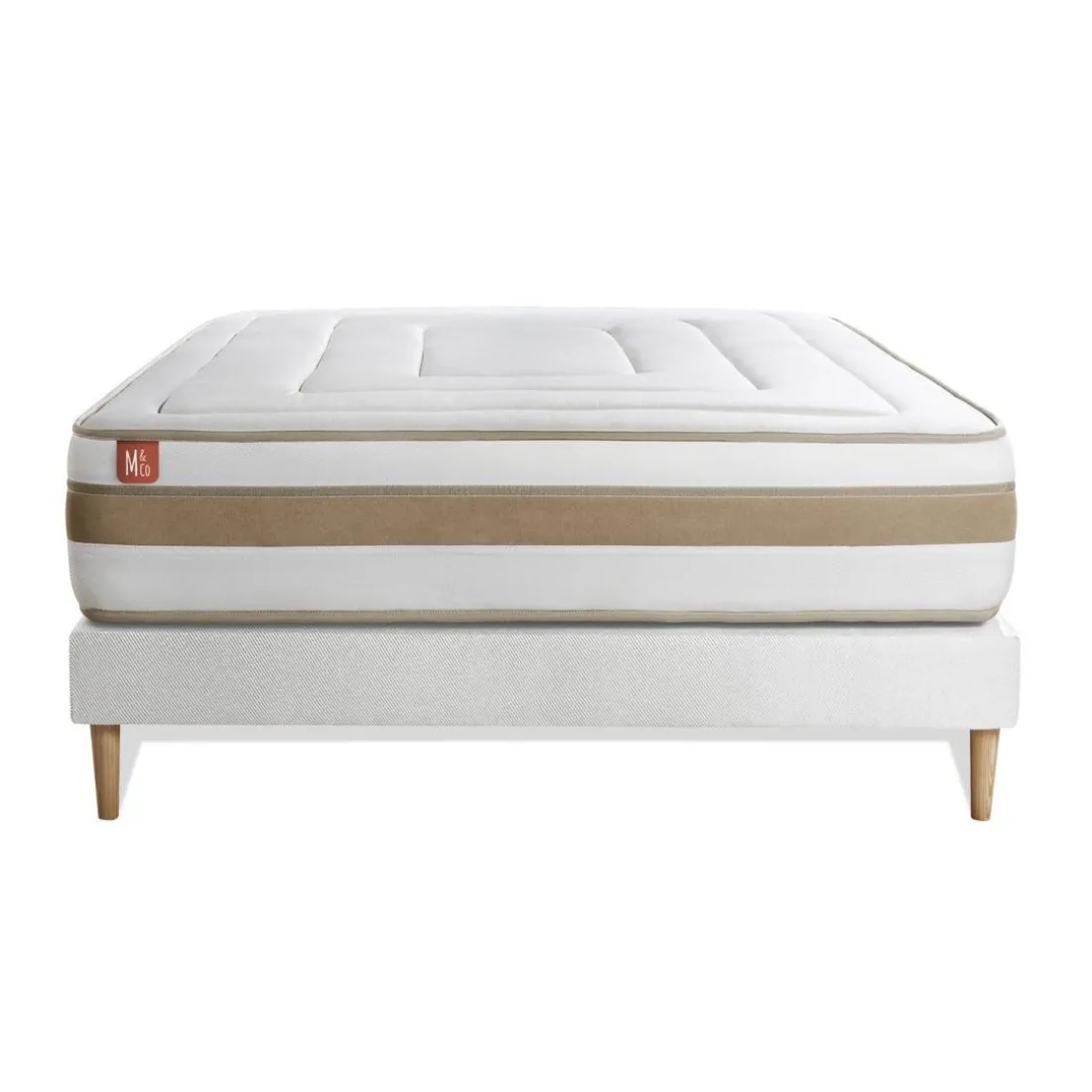 Ensemble LE RAFFINÉ Ressorts ensaches Memoire de forme BioVisco Maxi epaisseur sommier Blanc