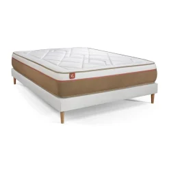 Ensemble LE SOYEUX Ressorts ensaches Memoire de forme BioVisco sommier Blanc