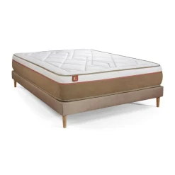 Ensemble LE SOYEUX Ressorts ensaches Memoire de forme BioVisco sommier Beige