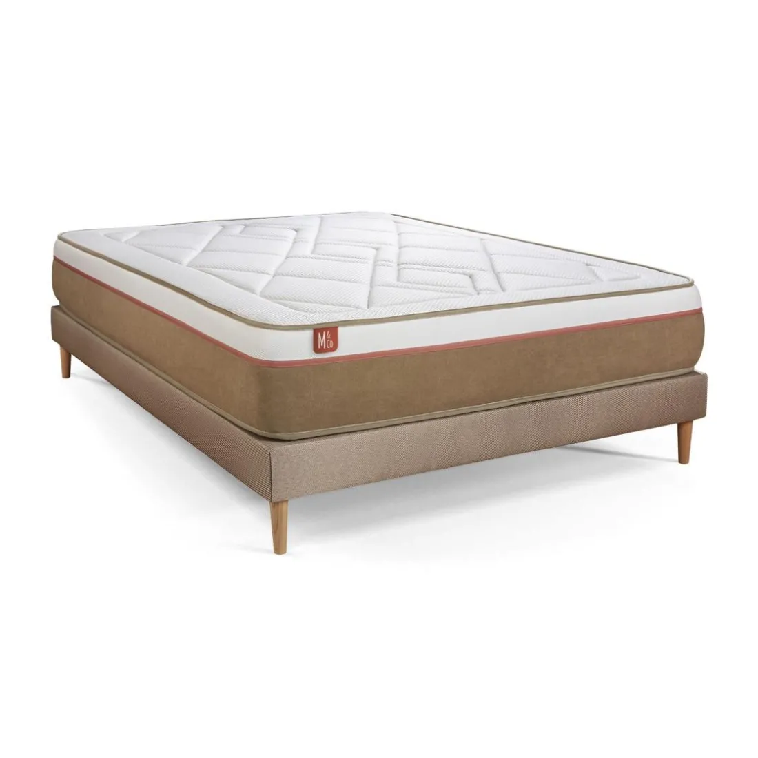 Ensemble LE SOYEUX Ressorts ensaches Memoire de forme BioVisco sommier Beige