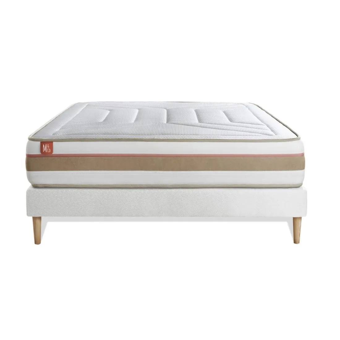 Ensemble LE TENDRE Ressorts Memoire de forme 7 zones de confort sommier kit Blanc