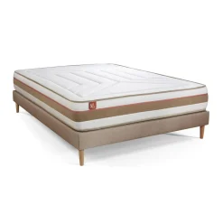 Ensemble LE TENDRE Ressorts ensaches Memoire de forme 7 zones de confort sommier kit Beige