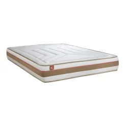 Ensemble LE TENDRE Ressorts ensaches Memoire de forme 7 zones de confort double sommiers Blanc