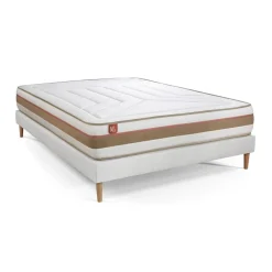 Ensemble LE TENDRERessorts ensaches Memoire de forme 7 zones de confort sommier Blanc