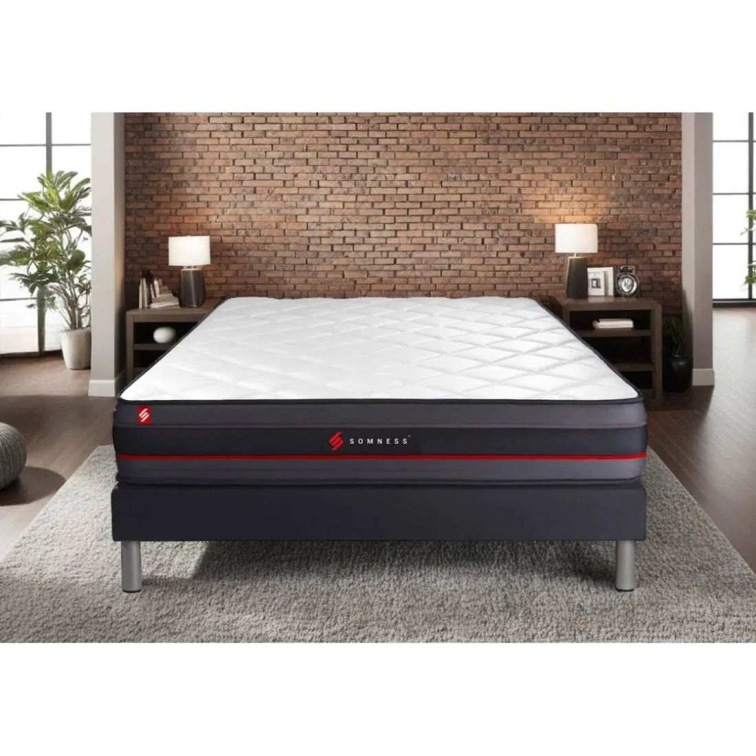 Ensemble matelas REGEN a memoire de forme sommier kit noir