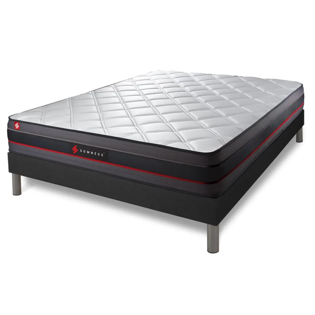 Ensemble matelas REGEN a memoire de forme sommier kit noir