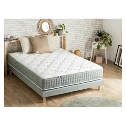 Ensemble Matelas Ressort 7 Zones Face Hiver/Eté HYGO + Sommier Vert Céladon LEO Fabriqué En France
