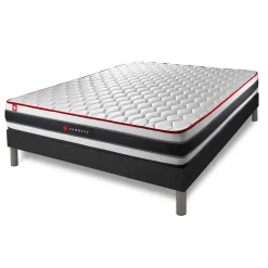 Ensemble matelas ressorts ensaches et memoire de forme sommier kit noir