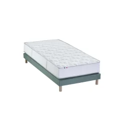 Ensemble Matelas Ressorts 7 zones COSMA + Sommier - Made in France - Sommier Vert céladon