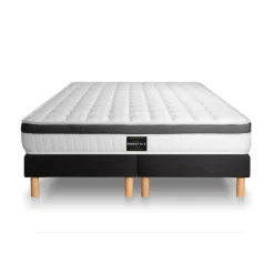 Ensemble Superieur Memoire de forme 3 zones double sommier noir