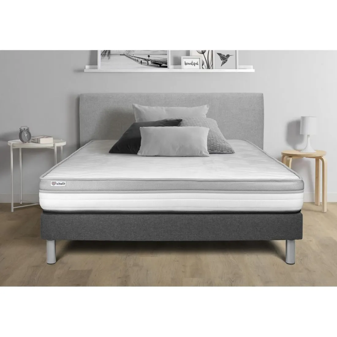 Ensemble VITAL RELAX sommier Kit gris.