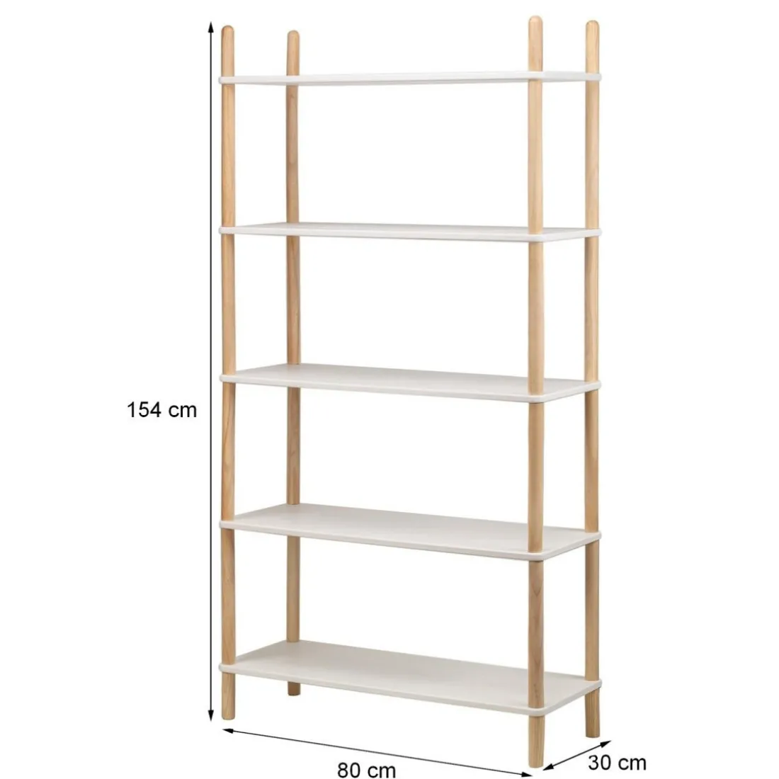 Etagere Bibliotheque Scandinave Moderne de 5 Niveaux Bois AUCKLAND-BLANC