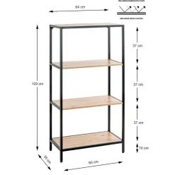 Etagère à 4 niveaux et plateaux décor chène