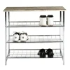 Etagère à chaussures plateau décor chène trois niveaux