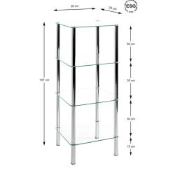 Etagère 4 niveaux plateau verre