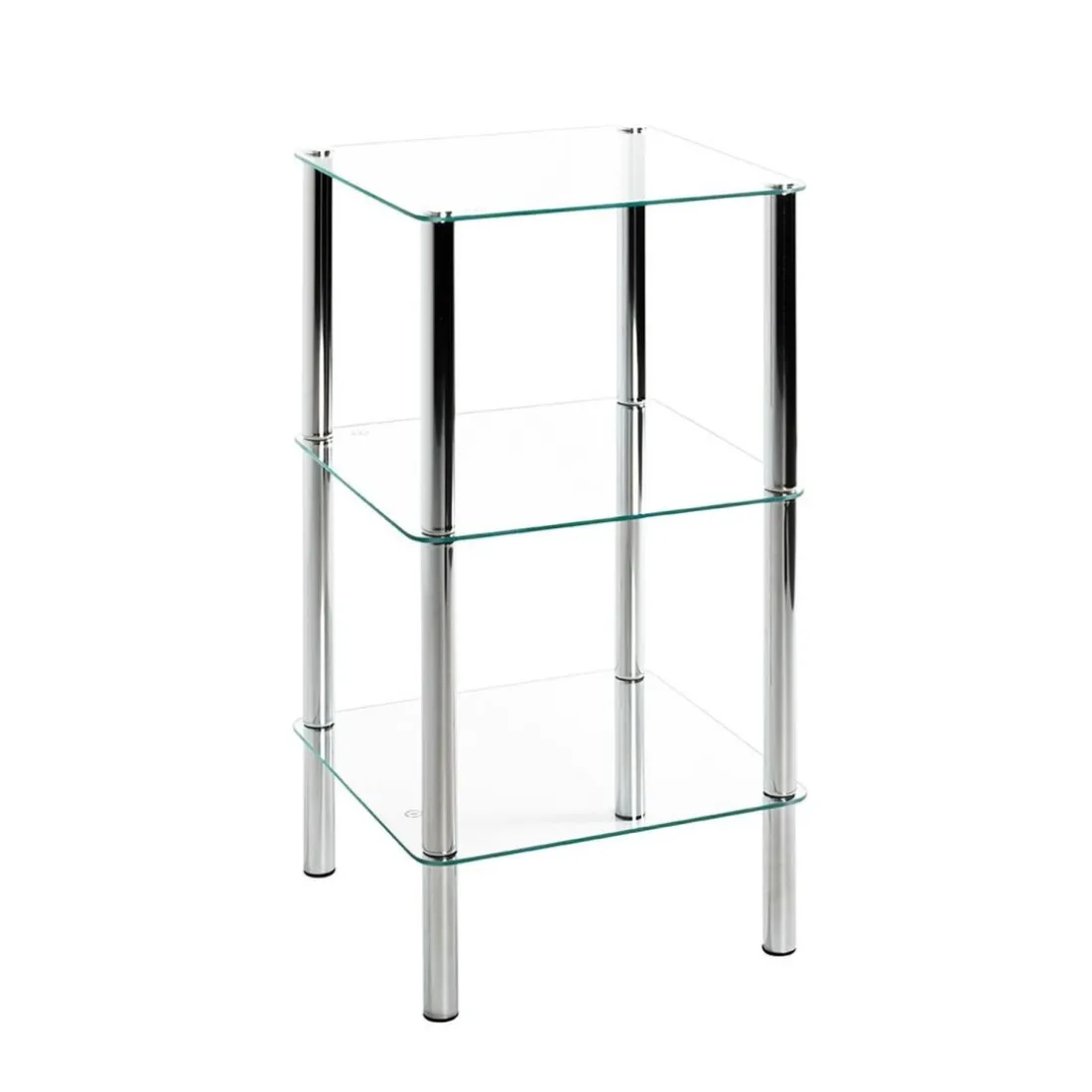 Etagère 3 niveaux plateau verre transparent