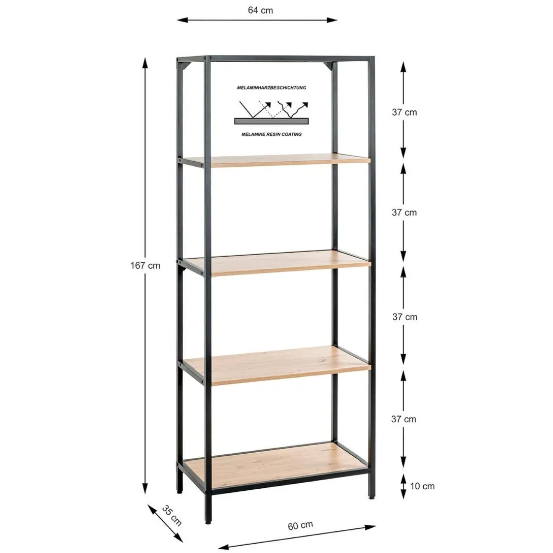 Etagère 5 niveaux plateaux décor chène