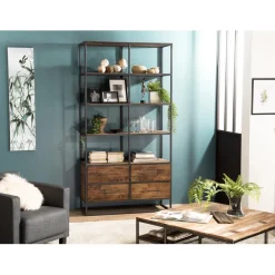 Etagère 4 Niveaux SIXTINE 4 Tiroirs Bois Teck Recyclé Et Métal