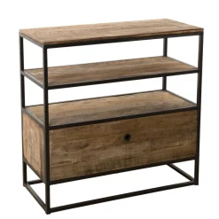 Etagère 1 Tiroir ALIDA Bois Teck Recyclé Acacia Mahogany Et Métal