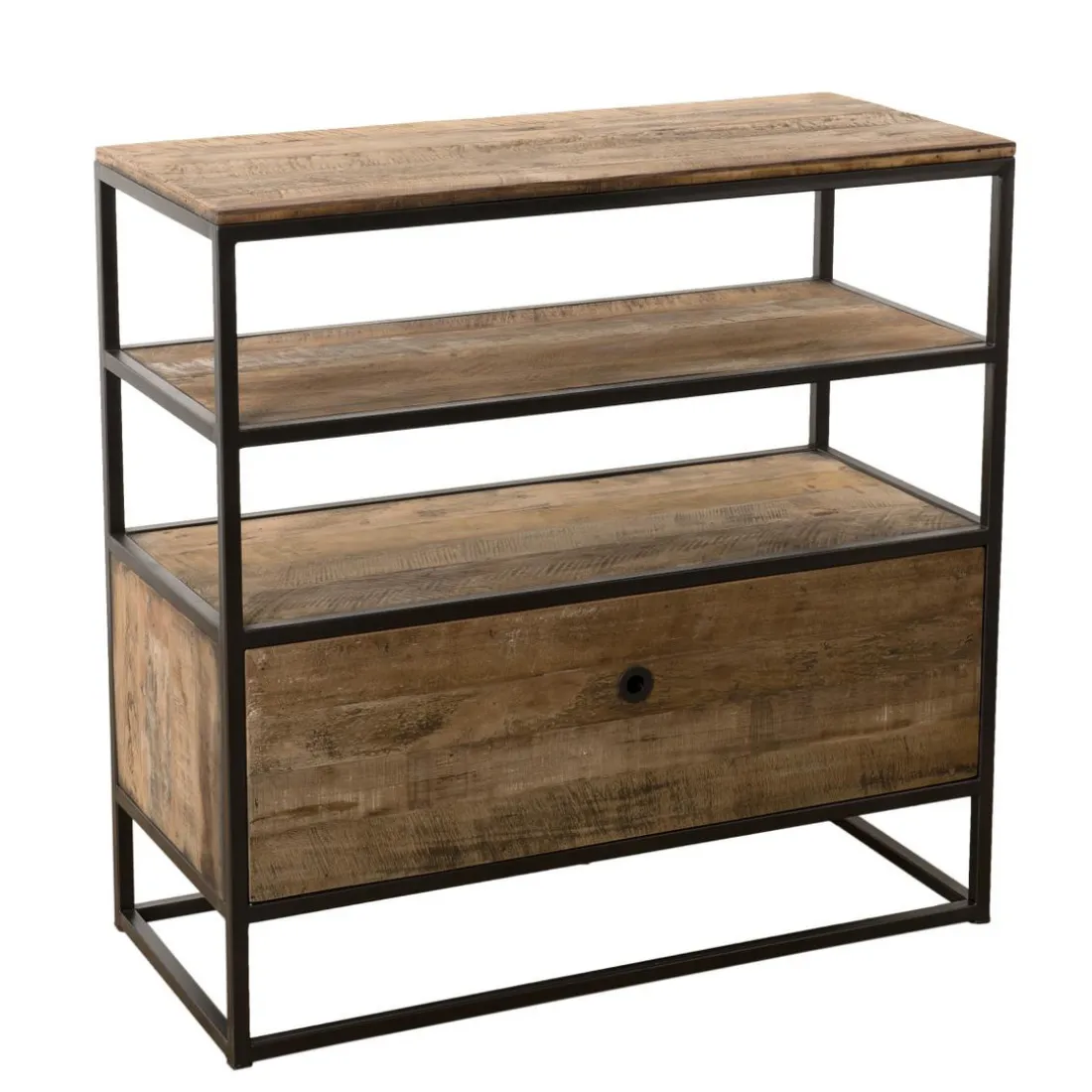 Etagère 1 Tiroir ALIDA Bois Teck Recyclé Acacia Mahogany Et Métal