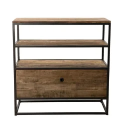 Etagère 1 Tiroir ALIDA Bois Teck Recyclé Acacia Mahogany Et Métal