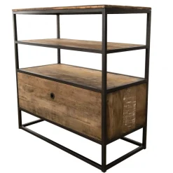 Etagère 1 Tiroir ALIDA Bois Teck Recyclé Acacia Mahogany Et Métal