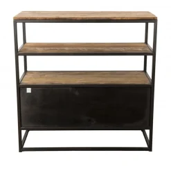 Etagère 1 Tiroir ALIDA Bois Teck Recyclé Acacia Mahogany Et Métal