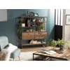 Etagère 2 Tiroirs Et 7 Niches Bois Teck SIXTINE Recyclé Acacia Mahogany Et Métal
