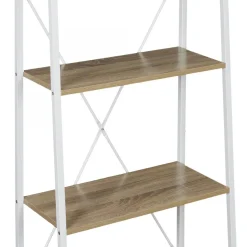 Etagère Bois Et Métal Blanc 148x60x32.5cm