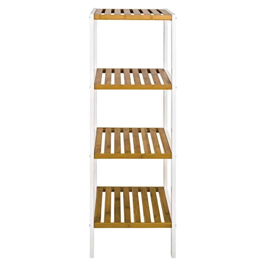 Etagère en métal laqué blanc plateaux bambou