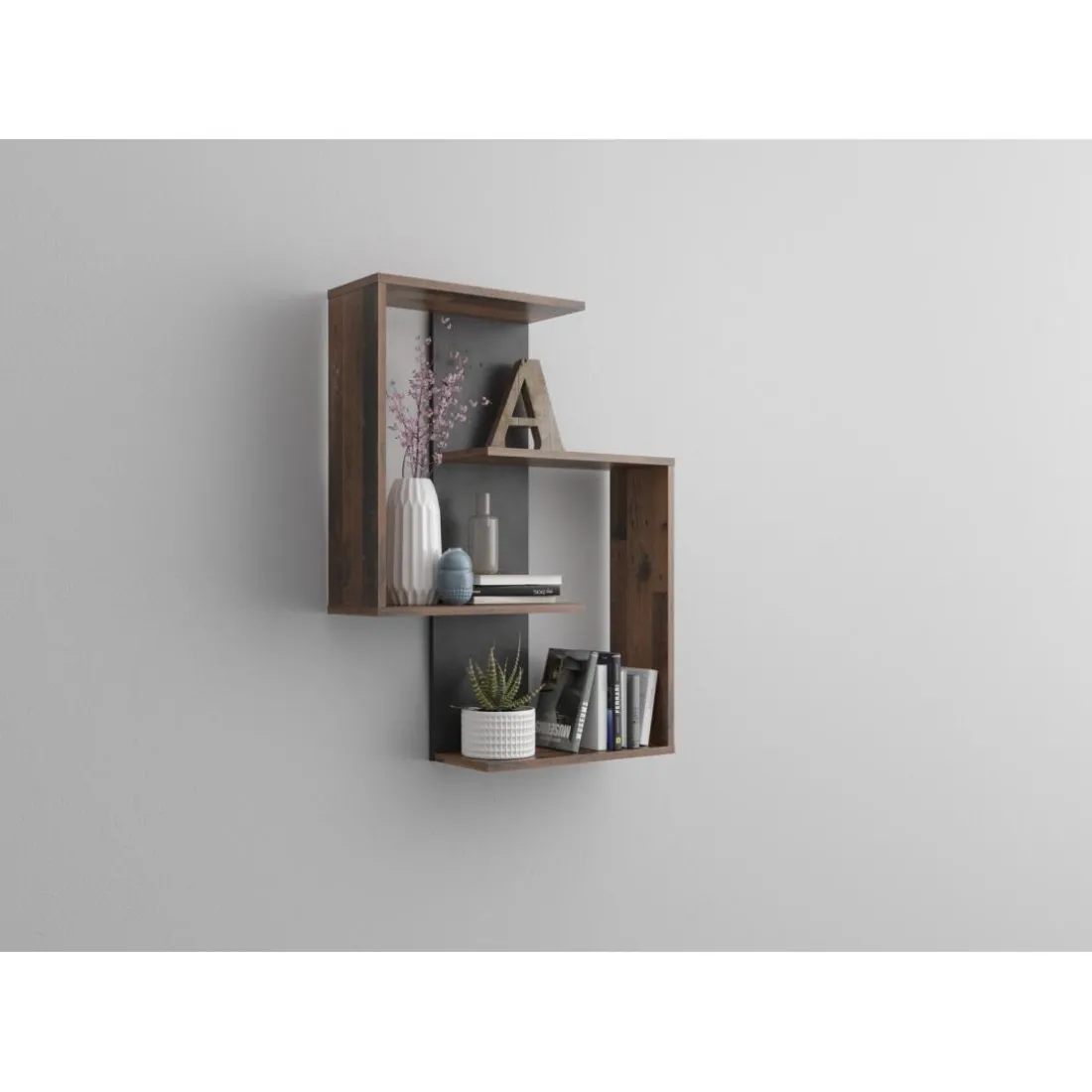 Etagère murale 2 cases KRETA décor chêne
