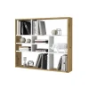 Etagère Murale 9 Cases Chêne Marron et Blanc DAILY