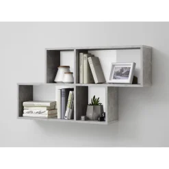 Etagère Murale Gris Béton Blanc LAVAN