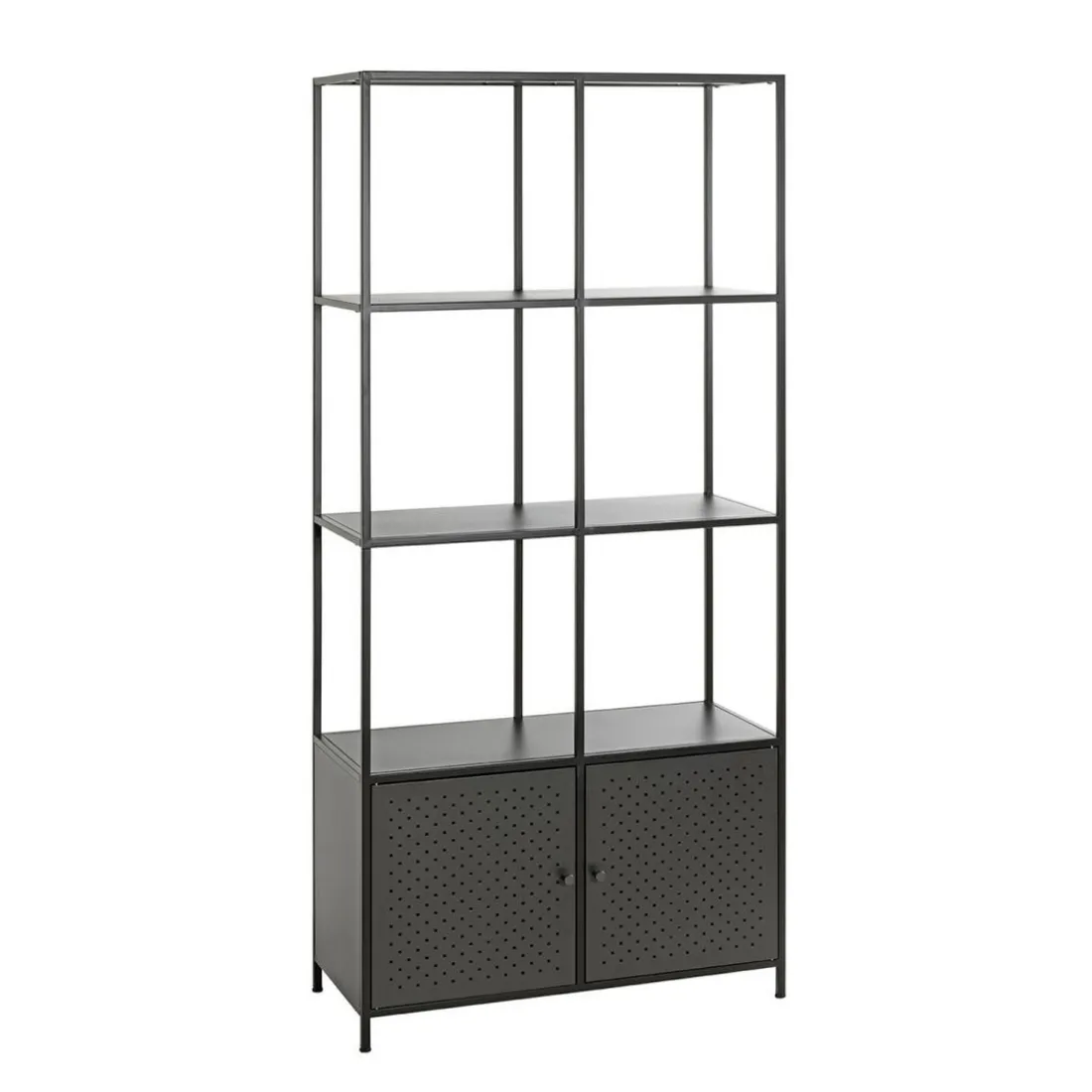 Etagère noire 8 cases et 2 portes en métal