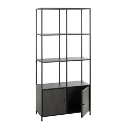 Etagère noire 8 cases et 2 portes en métal