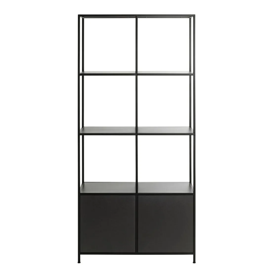 Etagère noire 8 cases et 2 portes en métal