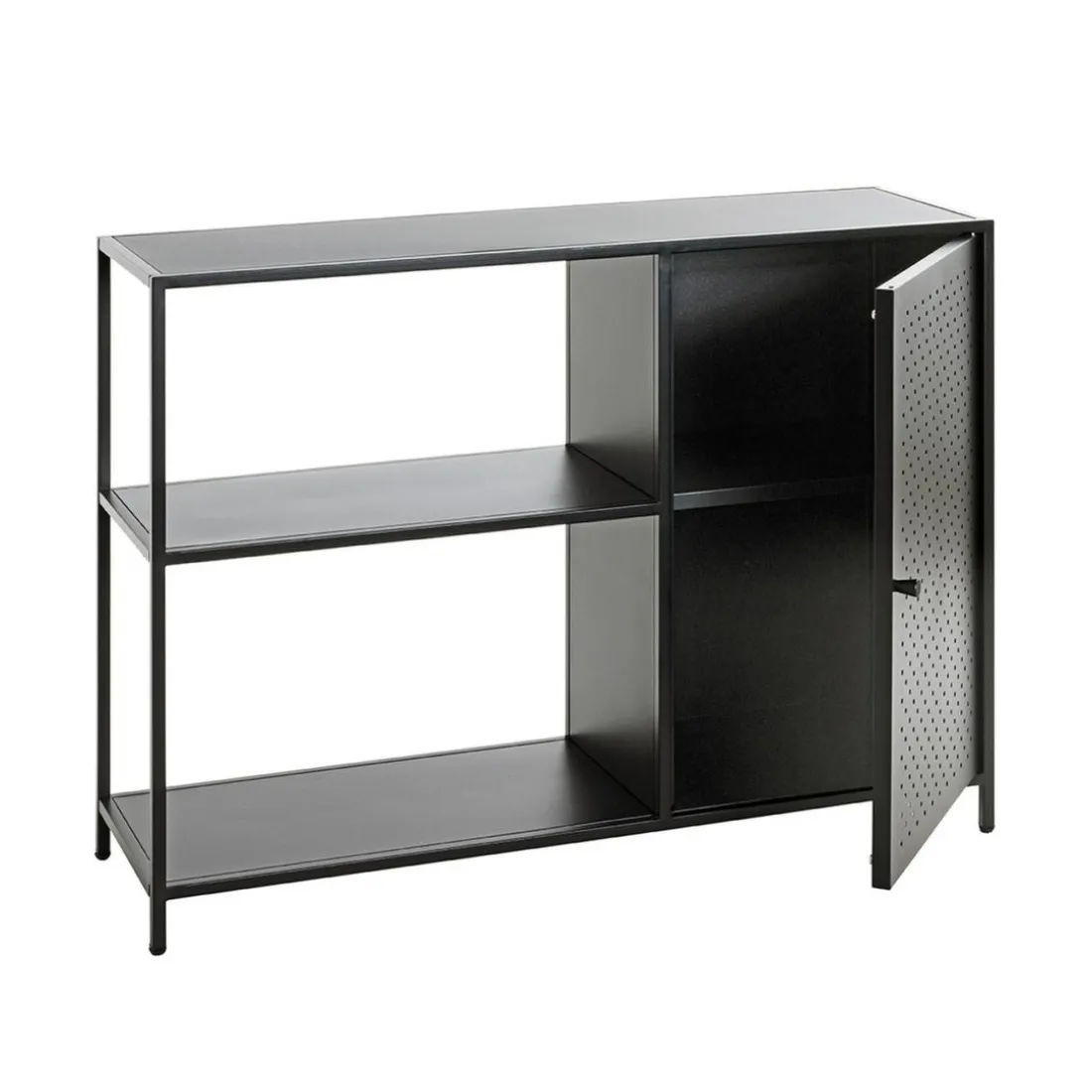 Etagère noire 3 cases et 1 portes en métal