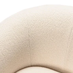 Fauteuil arrondi en tissu bouclette écru LEOPOLD
