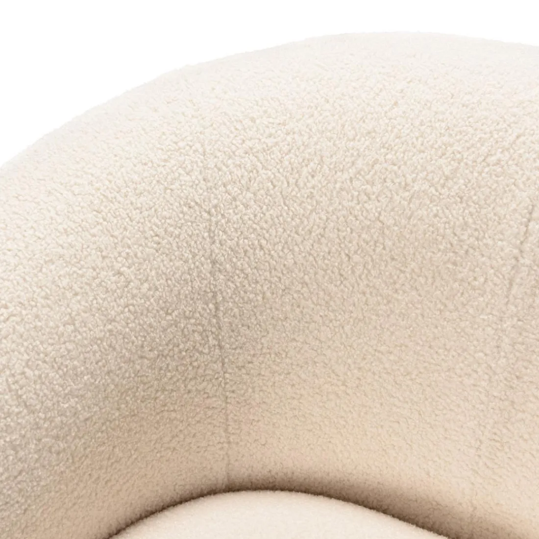 Fauteuil arrondi en tissu bouclette écru LEOPOLD