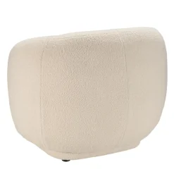 Fauteuil arrondi en tissu bouclette écru LEOPOLD
