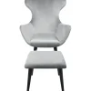 Fauteuil avec pouf en Velours Argent SHEEP