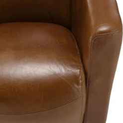 Fauteuil chicago vintage cuir pieds bois GASTON