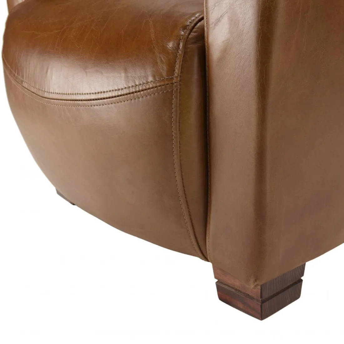 Fauteuil chicago vintage cuir pieds bois GASTON