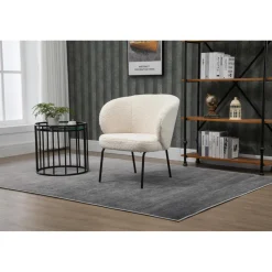 Fauteuil de Salon avec Pieds en Métal BERGEN - Noir et Blanc