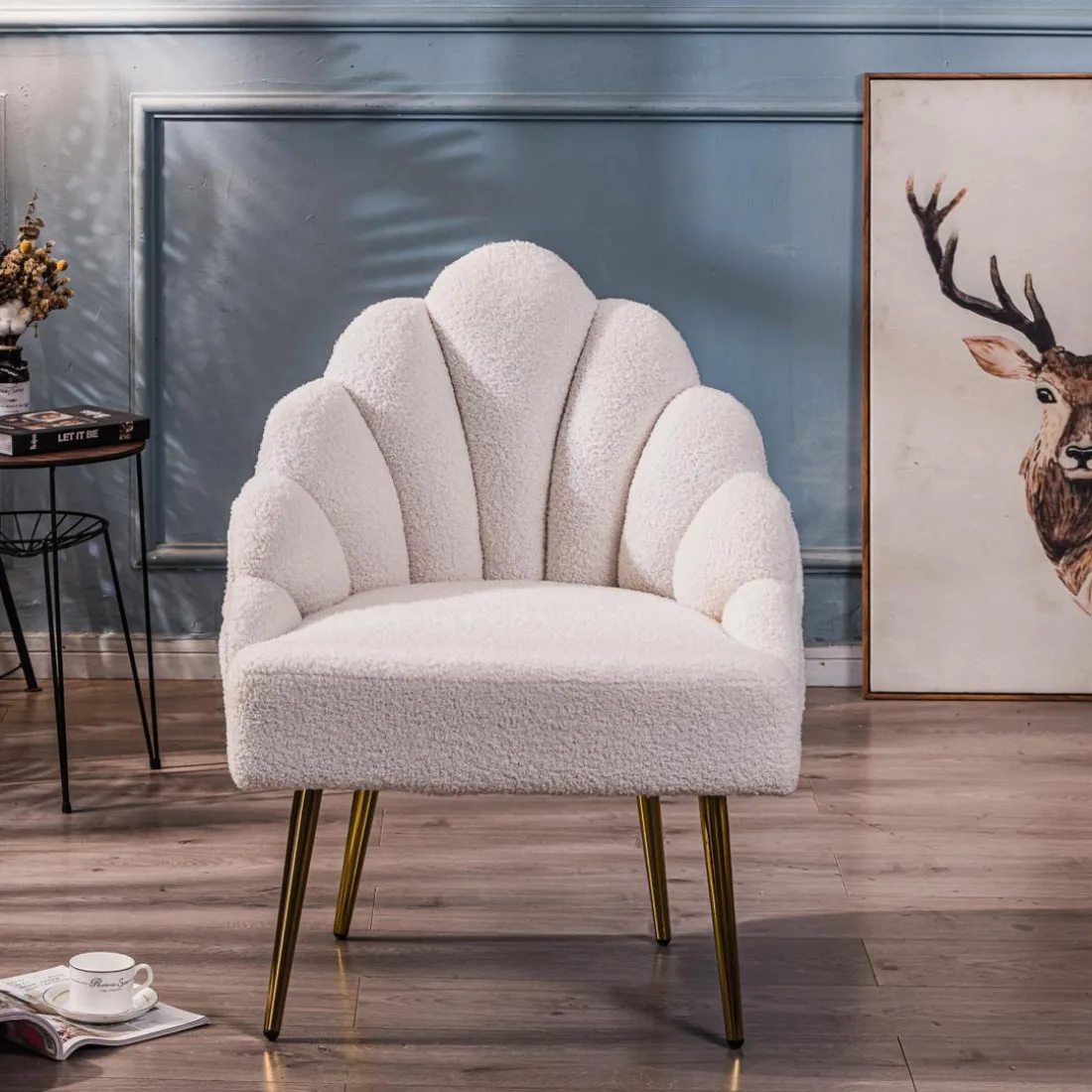 Fauteuil de Salon Design Pieds Metal BOLGE-BLANC