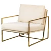 Fauteuil de Salon Design Beige Pieds Metal