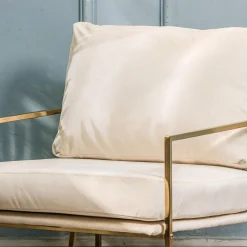 Fauteuil de Salon Design Beige Pieds Metal